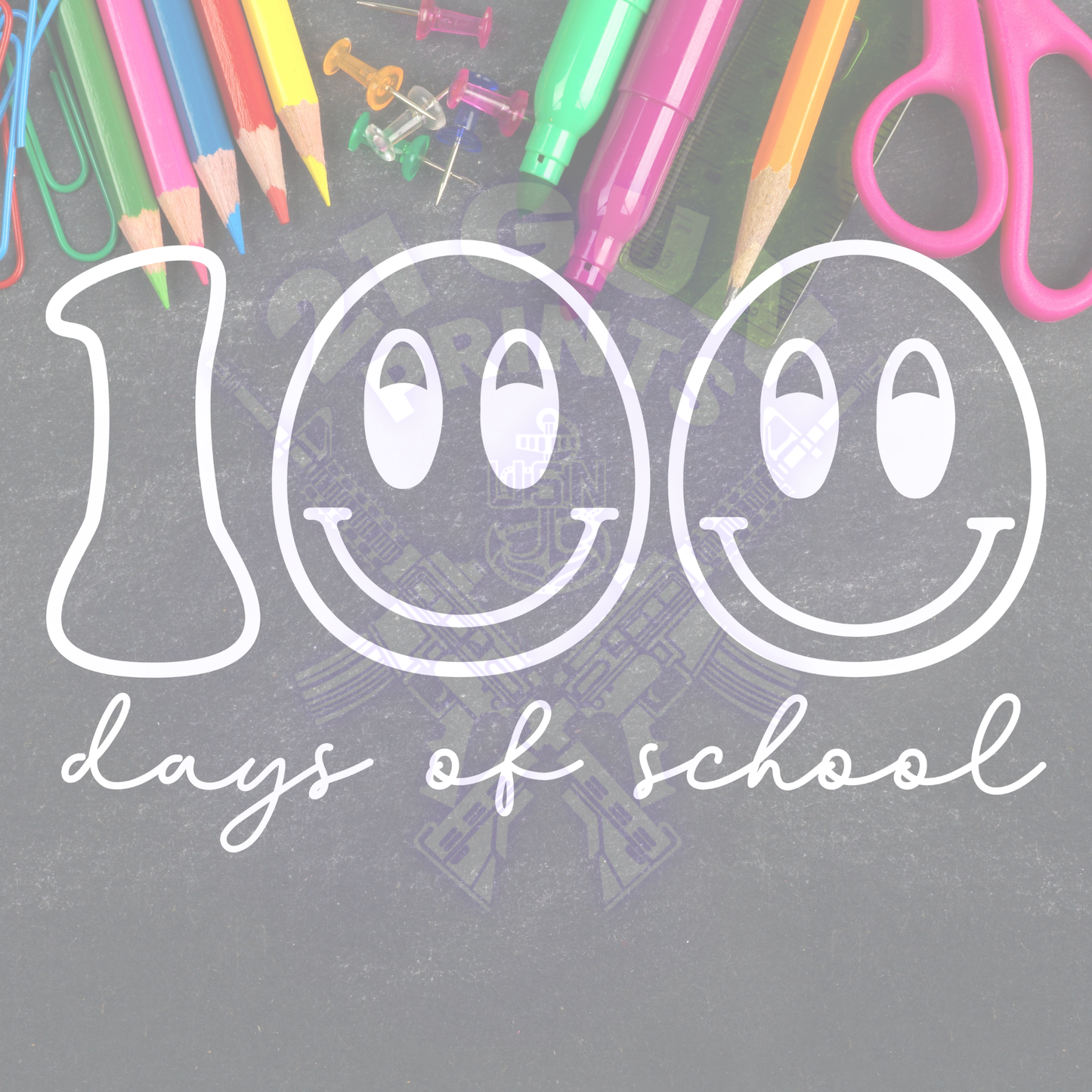 100 Days- Retro Smiles white