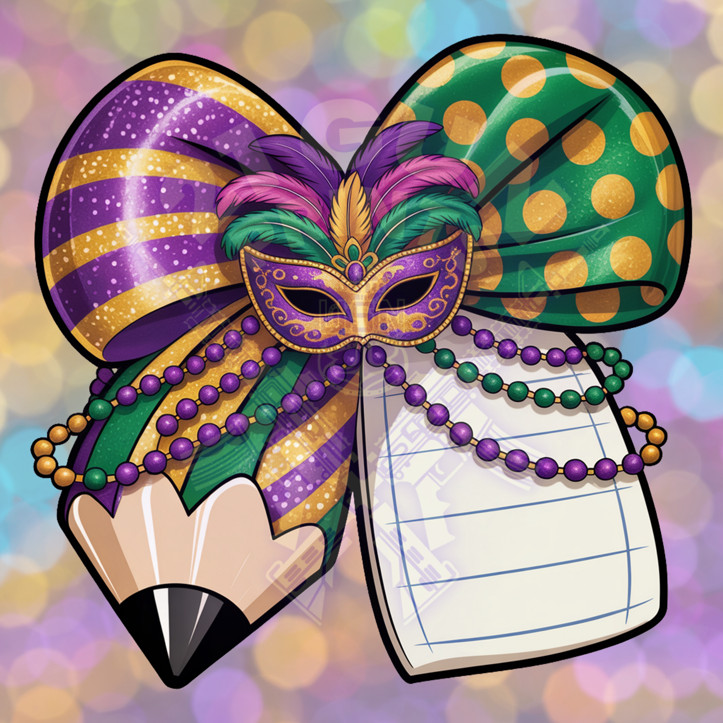 Mardi Gras Teacher Bow