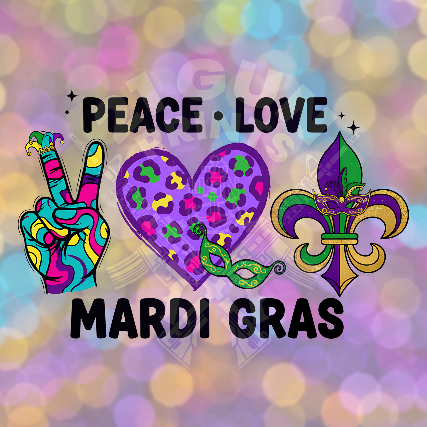 Peace - Love - Mardi Gras (bright)