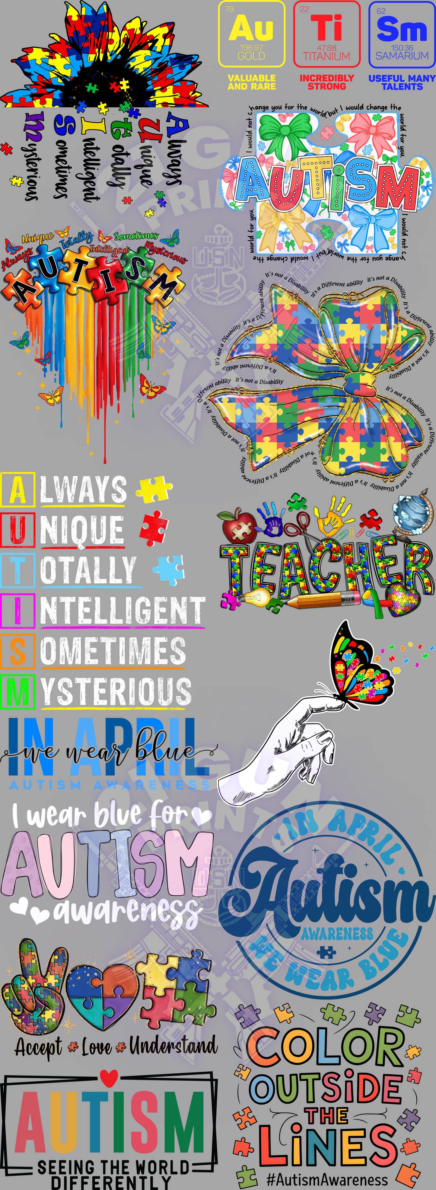Autism Acceptance (2) Gang Sheet