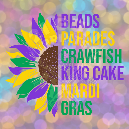 Beads Parades Crawfish King Cake Mardi Gras Sunflower
