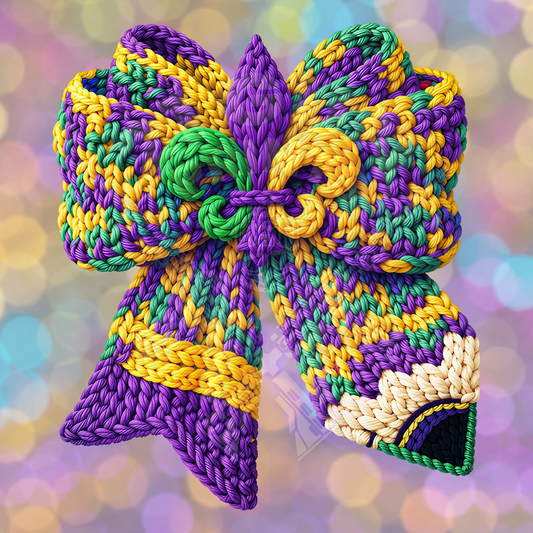 Faux Yarn Mardi Gras Bow