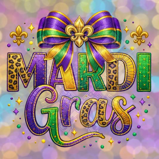 Faux Yarn Mardi Gras with Bow