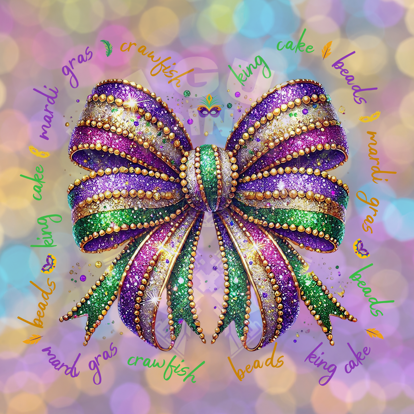 Mardi Gras Bow with Words