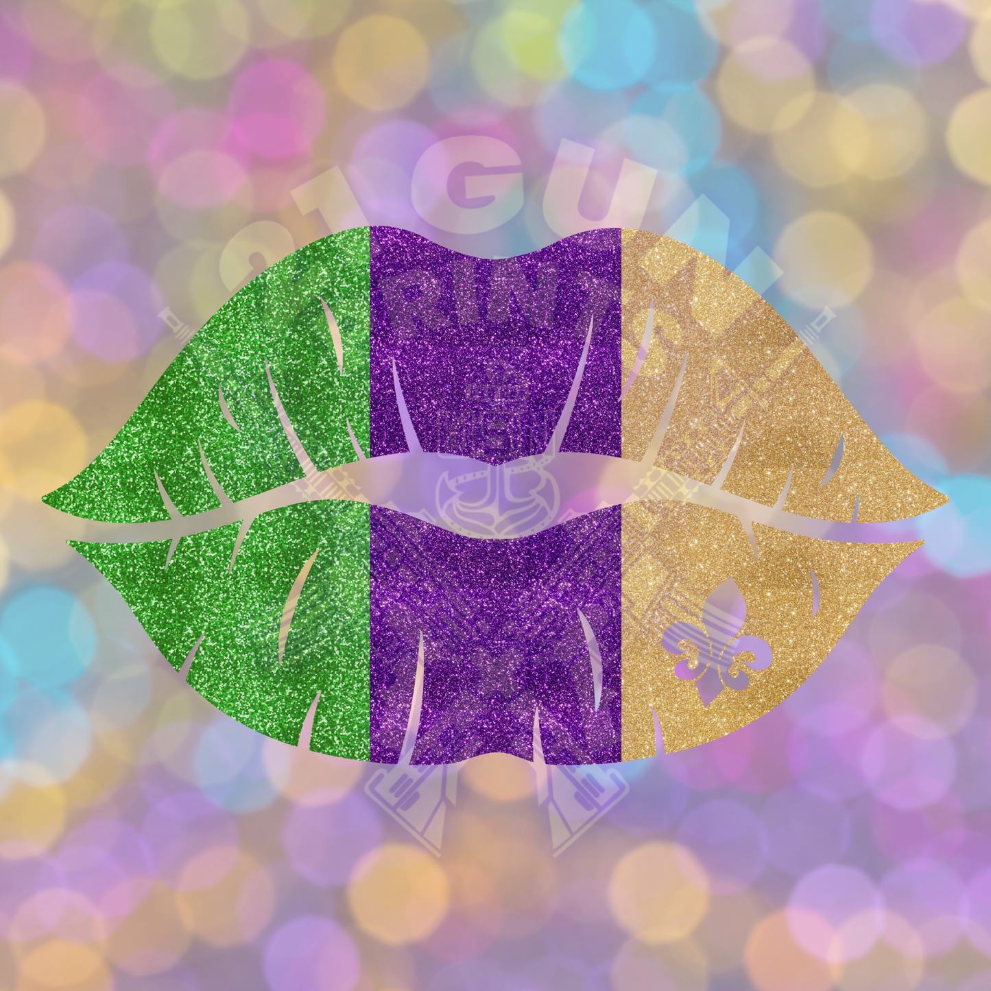 Mardi Gras Glitter Kiss
