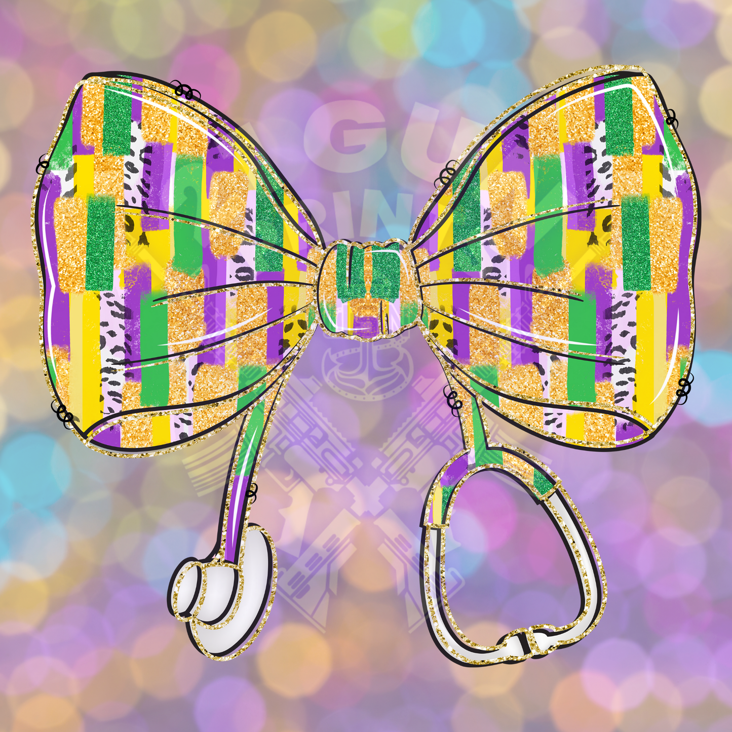 Mardi Gras Nurse Bow