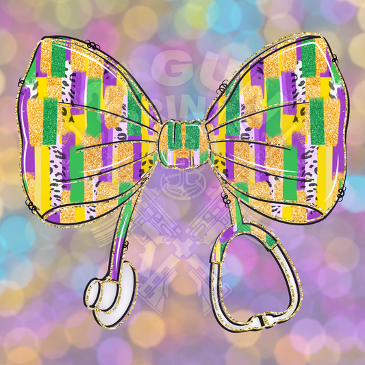 Mardi Gras Nurse Bow