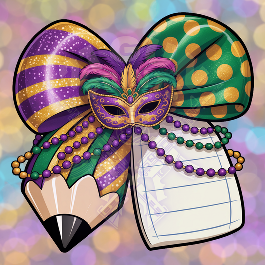 Mardi Gras Teacher Bow