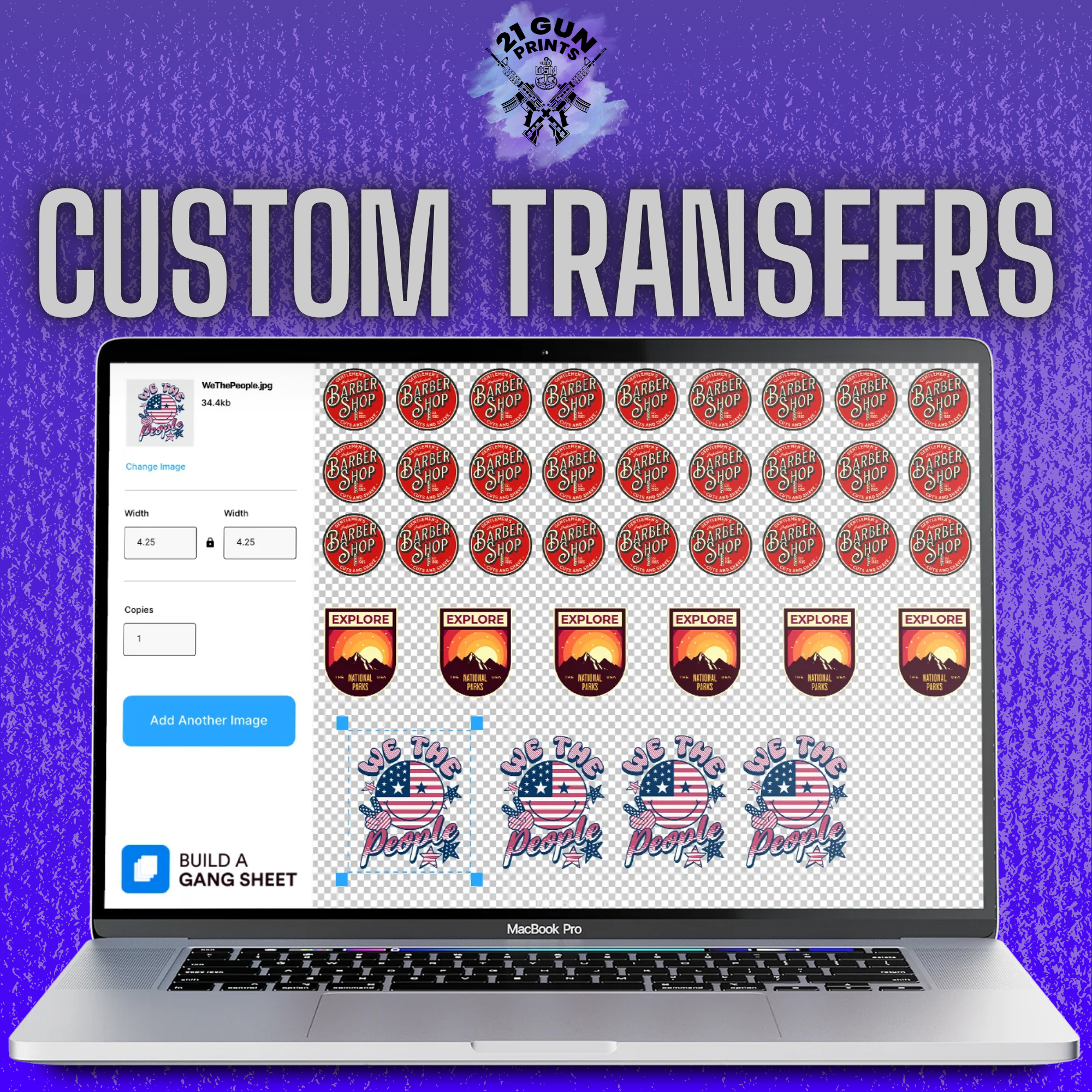 Custom Transfers For Model Custom Transfers by Size – 21 Gun Prints, LLC